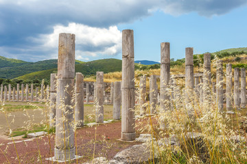collonade of gymnasium in Ancient Messina, Greece, Europe