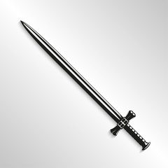 Sword. Vector illustration. Black and white view.