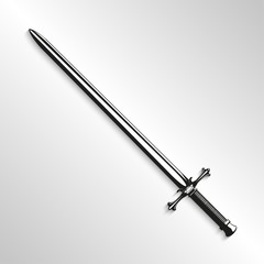 Sword. Vector illustration. Black and white view.