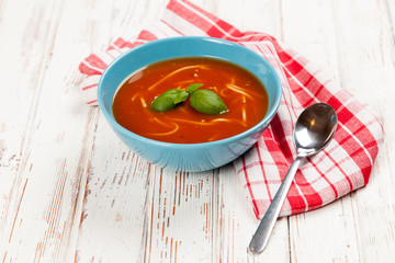 Tomato soup and basil