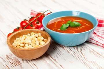 Tomato soup and basil