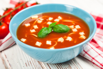 Tomato soup and basil