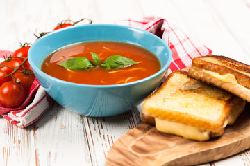 Tomato soup and basil