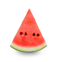 Fresh watermelon slice isolated on white background.
