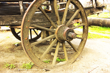Fototapeta na wymiar Old horse drawn wooden cart in Tbilisi, Georgia