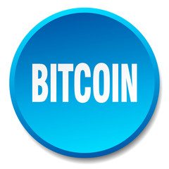 bitcoin blue round flat isolated push button