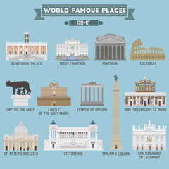 Plakat World Famous Place. Italy. Rome. Geometric icons of buildings