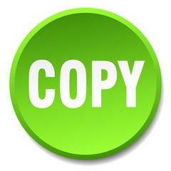 copy green round flat isolated push button