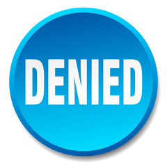 denied blue round flat isolated push button