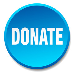 donate blue round flat isolated push button