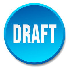 draft blue round flat isolated push button