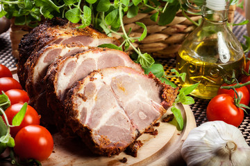 Roasted pork neck with spices