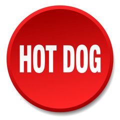 hot dog red round flat isolated push button