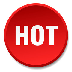 hot red round flat isolated push button