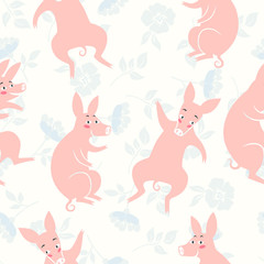 Funny pigs. seamless pattern
