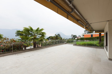 Fototapeta premium Exterior of modern apartment wide balcony