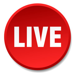 live red round flat isolated push button