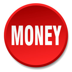 money red round flat isolated push button