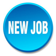 new job blue round flat isolated push button