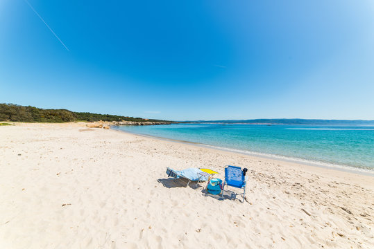 beach chairs on a empty beach