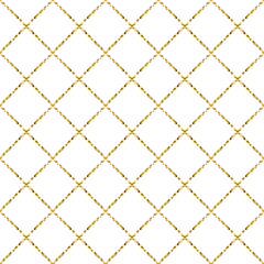 Gold foil glitter line stripes white seamless pattern. Vector shimmer abstract texture. Sparkle shiny cells background.