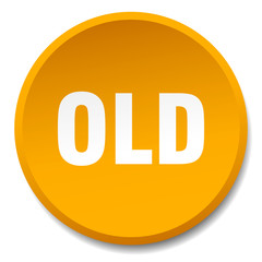 old orange round flat isolated push button