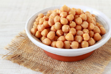 Chickpeas on white background