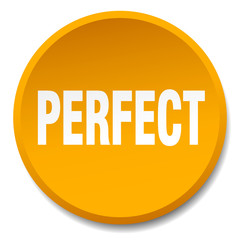 perfect orange round flat isolated push button