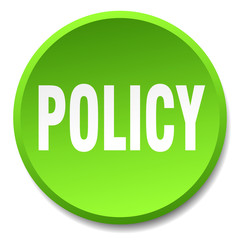 policy green round flat isolated push button