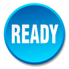 ready blue round flat isolated push button