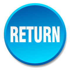 return blue round flat isolated push button