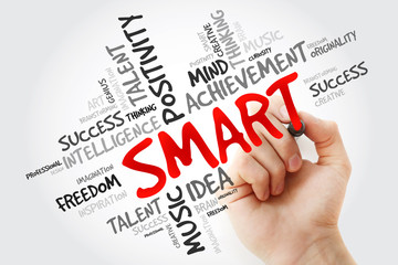 Hand writing SMART with marker, word cloud business concept