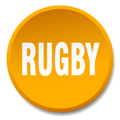rugby orange round flat isolated push button