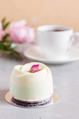 Romantic pastry cake with rose