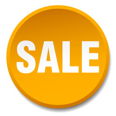 sale orange round flat isolated push button