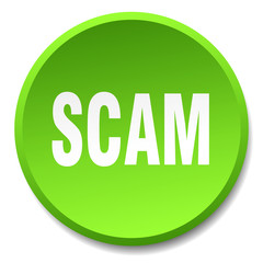 scam green round flat isolated push button