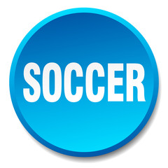 soccer blue round flat isolated push button