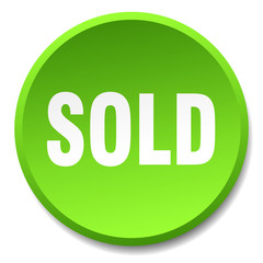 sold green round flat isolated push button