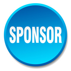 sponsor blue round flat isolated push button