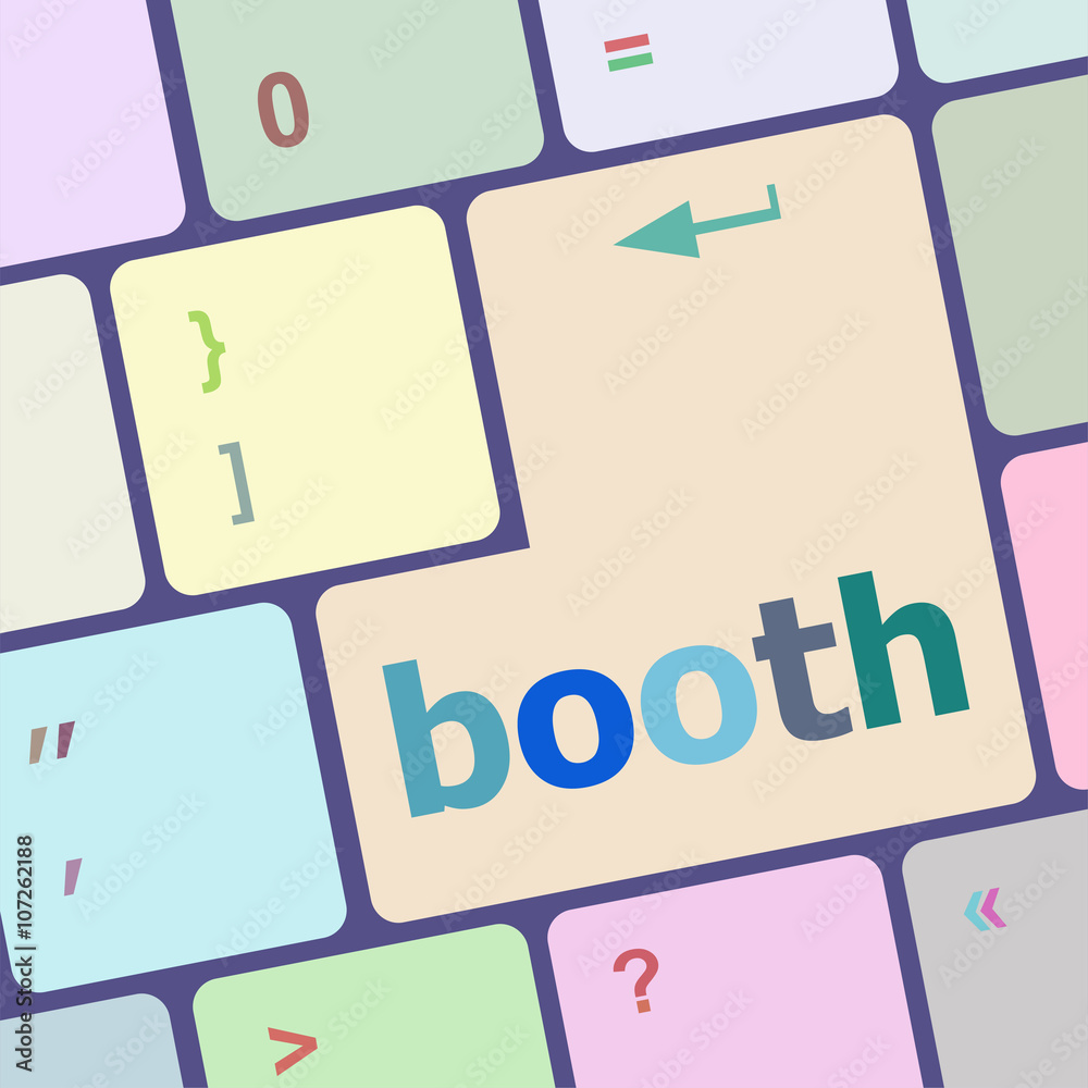 Poster booth button on computer pc keyboard key vector illustration