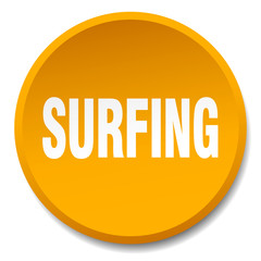 surfing orange round flat isolated push button
