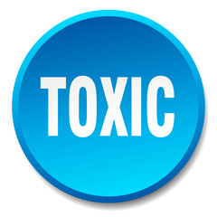 toxic blue round flat isolated push button