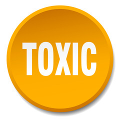 toxic orange round flat isolated push button