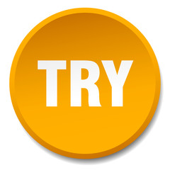 try orange round flat isolated push button