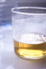 Beer glass in pub bar