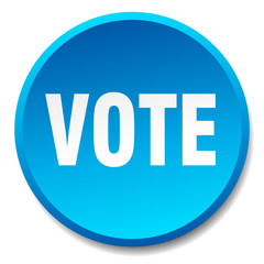 vote blue round flat isolated push button