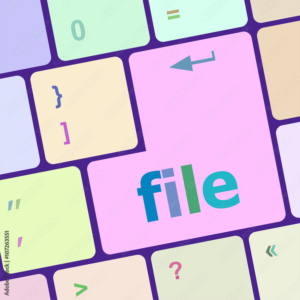Poster file button on computer pc keyboard key vector illustration