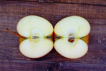 Sliced apples on the table