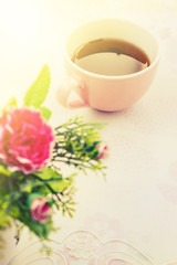 Tea time, Hot tea with artificial flower