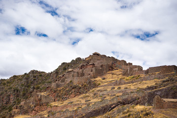 Fototapeta na wymiar Inca ruins and buildings in Pisac, Sacred Valley, Peru